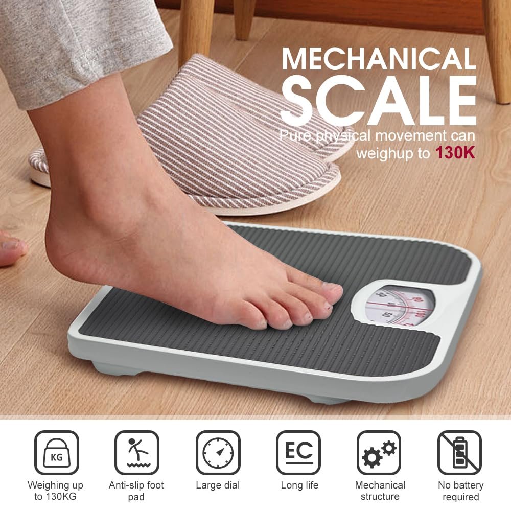 Chamgeco Analog Bathroom Scale, Mechanical Weight Scale with Large Dial, Non-Slip Surface, 130Kg/280Lb Capacity, Easy-To-Read, Durable & Accurate for Home Use image number 1