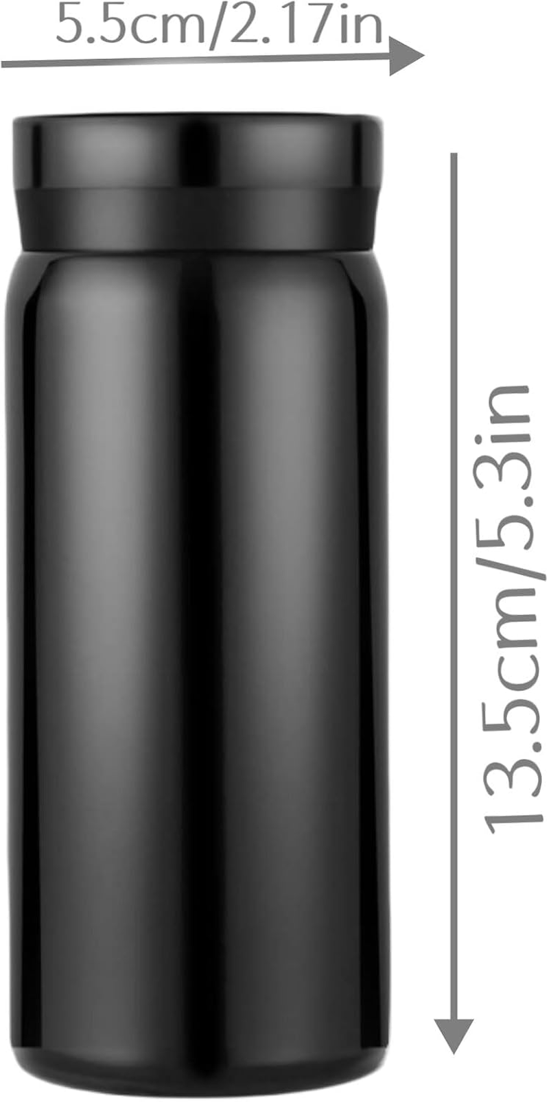 Small Vacuum Insulated Stainless Steel Water Bottle, 1Pc Mini Water Bottle Stainless Steel Small Flask, 7Oz (200Ml), Leak Proof, Keeps Water Hot for Home or Office, Black image number 5