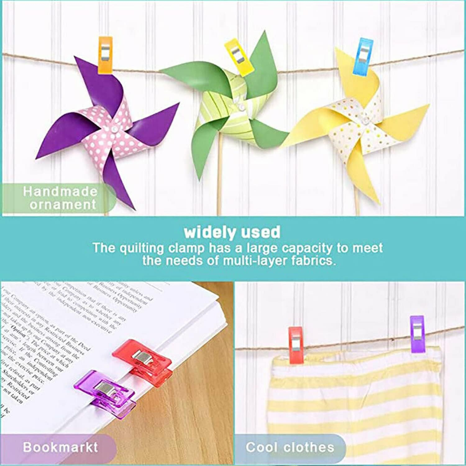 Durable Multipurpose Sewing Clips - 100PCS No-Pin Fabric Clips for Quilting, Sewing & DIY Crafts image number 5