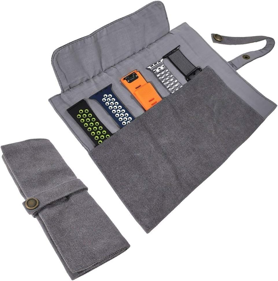 YOOSIDE Watch Band Accessories,Smart Watch Band Protable Storage Bag Case Pouch Organiser-Compatible Apple Watchbands, Garmin Watch Band, Samsung Watch Band Etc -Cotton Canvas image number 4