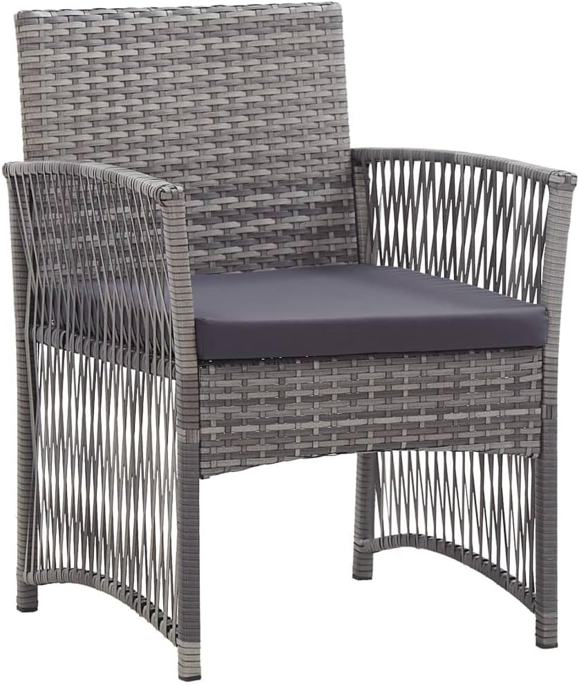 ** Vidaxl Garden Armchairs with Cushions - Black Poly Rattan, Patio Dining Chairs, Set of 2