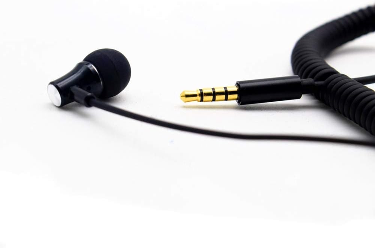 Single Side Earphone In-Ear Stereo to Mono Ear Bud,Metal Noise Isolating Earplugs with Mic, Spring Coil Reinforced Cord image number 4