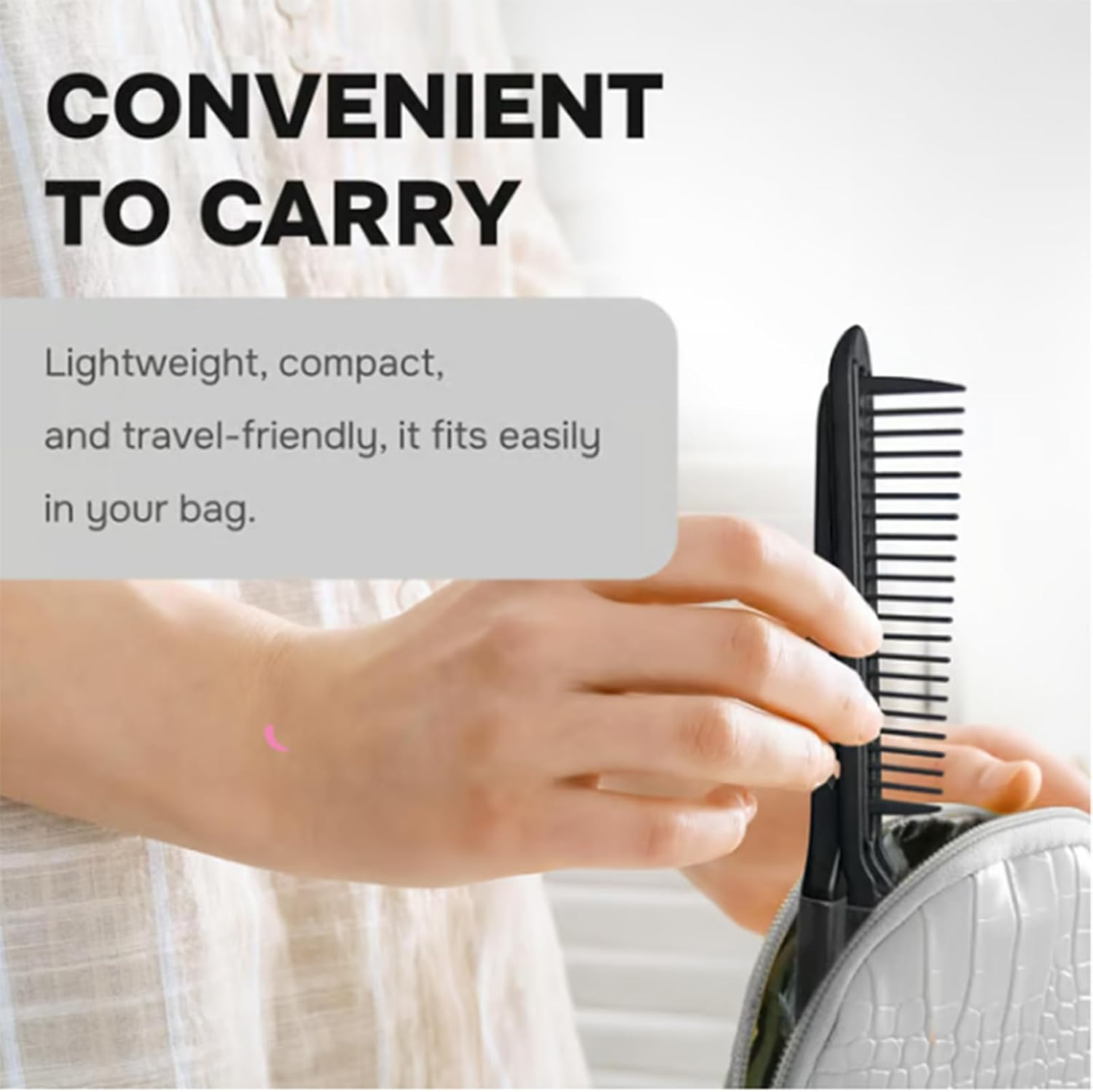 Thick Hair Straightening Comb | Long Thick Hair Straightening Comb V Type - Wet Dry Hairdressing Anti-Frizz Tool for Home Salon Hotel Dorm Long Trips image number 5