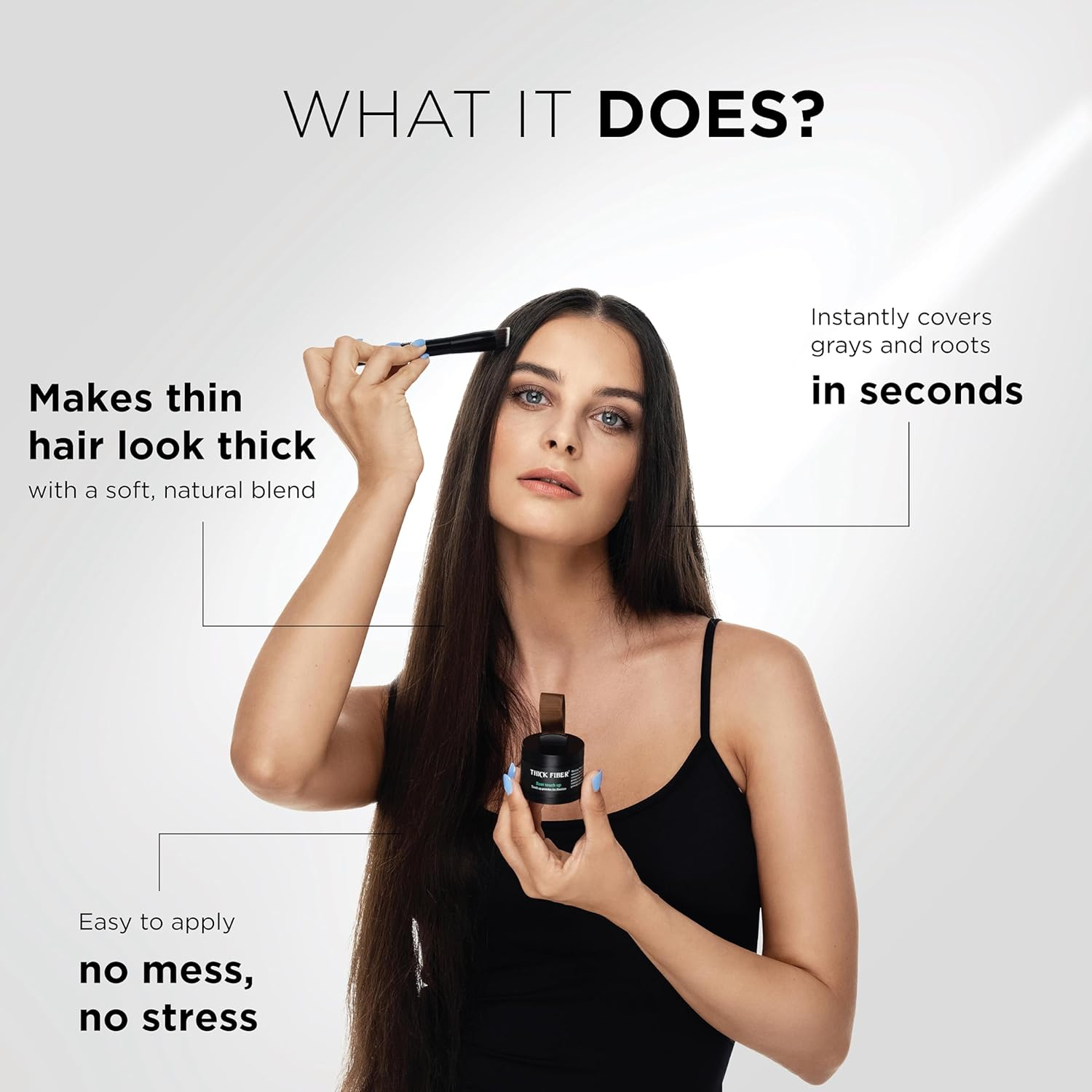 THICK FIBER Root Touch up & Hairline Powder with Brush (Dark Brown) &ndash; Covers Grey Roots & Thin Hair &ndash; Water & Sweat Resistant &ndash; Hair Loss Concealer for Women, Bald Spots, Root Coverage & Part Lines - Auburn image number 7