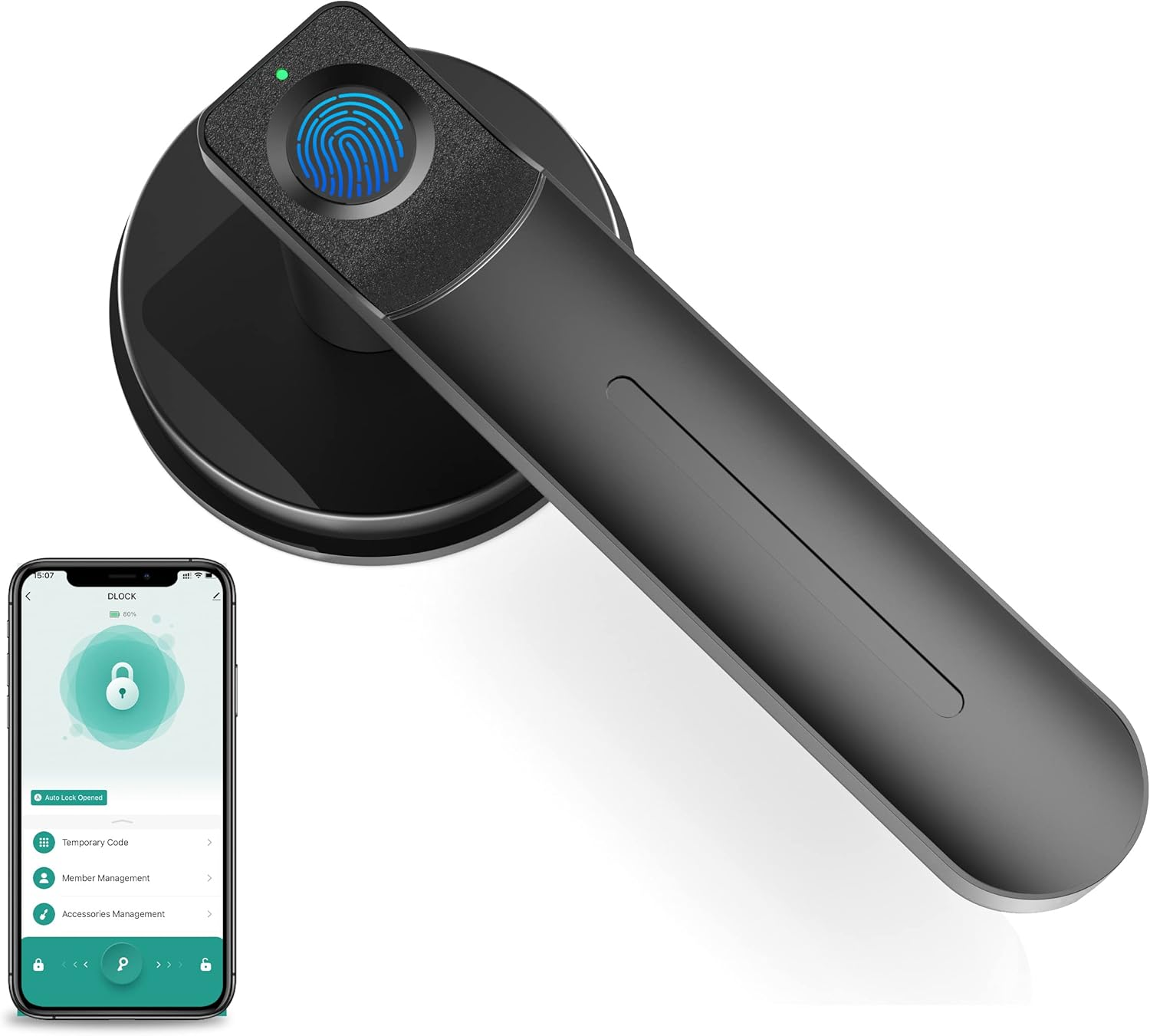 Foxgard Smart Fingerprint Door Lock, Biometric Door Lock, Electronic Door Knob with Keypad,Smart Door Knob with 100 Fingerprints, 50 Codes for Home,Bedroom, Office(Round)