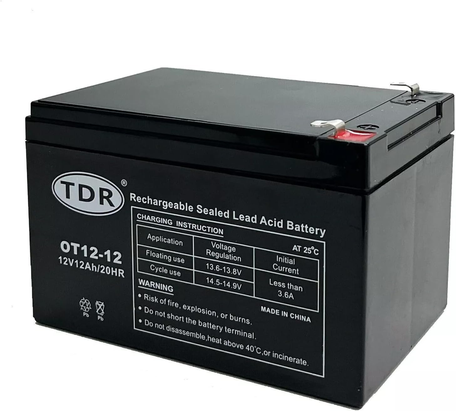 TDR OT12-12 12V 12Ah Gel Battery image number 2