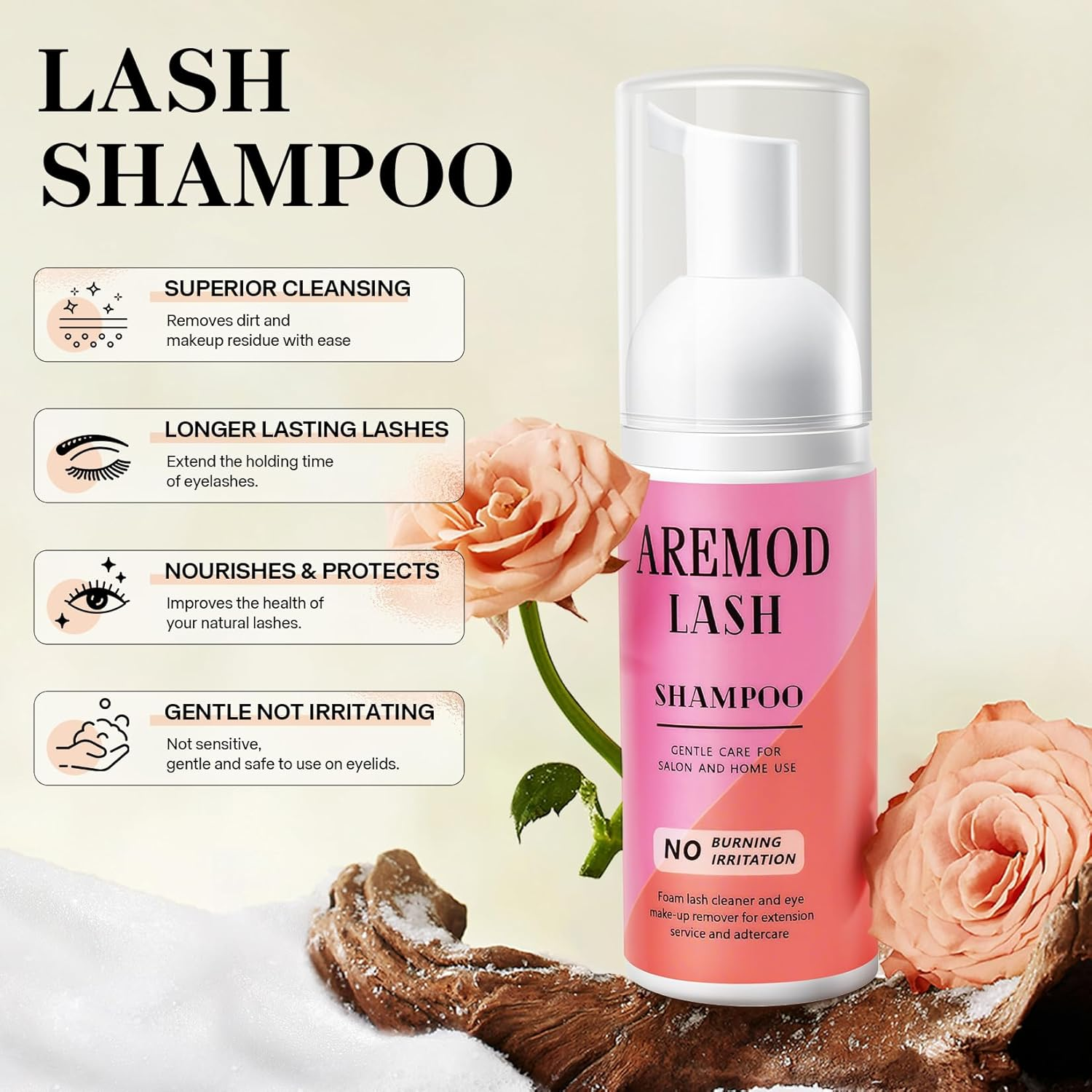 Eyelash Cleanser for Extensions, Lash Shampoo Kit with Lash Fan, 60Ml Lash Shampoo,Cleaning Brush and Wash Bottle for Lash Bath(Black) image number 3