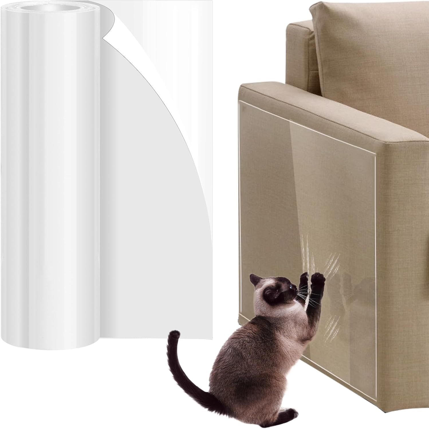 Scratching Film Cat Self-Adhesive 15 X 300 Cm, Scratch Protection Cat Tape, Cat Scratch Protection Sofa, Transparent, Couch Scratch Protection Cat, Anti-Scratch Tape for Furniture, Couch, Sofa, Wall, image number 1