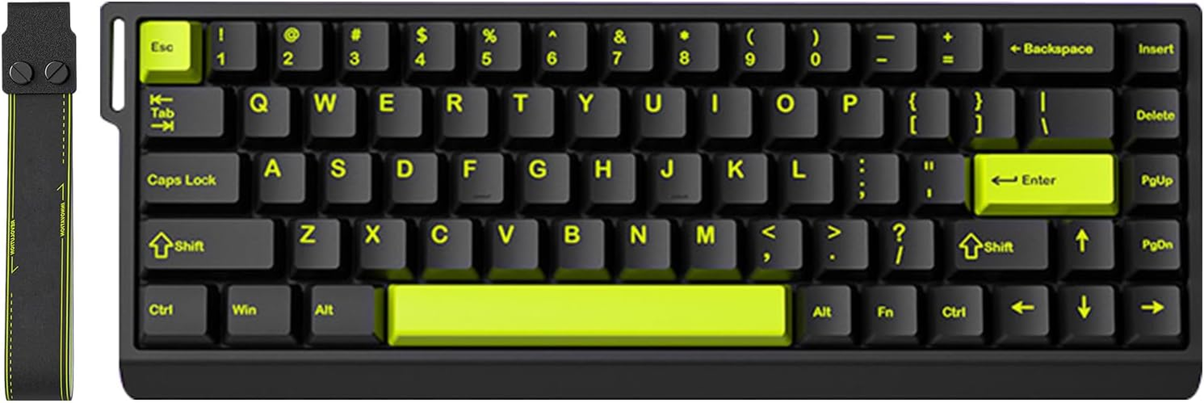 Smliekate M68 Mechanical Keyboard, RGB Backlight Compact 68-Key Layout, Single Mode Key-Wire Separation, Membrane/All-Around Waterproof, Suitable for Office, Competitive Gaming (Black/Green)