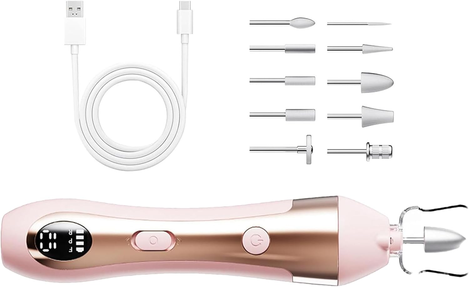 Nail Drill, Portable Nail Drill Electric Tool, 10 Speed Manicure Supplies with Led Light for Elderly Friends Beginners Family Salon Home image number 2