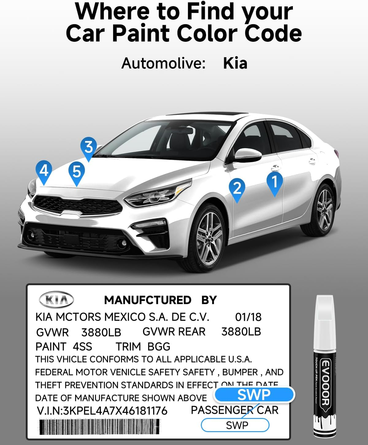 Snow White Pearl Tricoat(Swp) Touch up Paint Compatible with Kia Exact Match 2 in 1 Touch up Paint for Chips and Nicks Repair with 2Pcs Disposable Micro Applicators image number 5