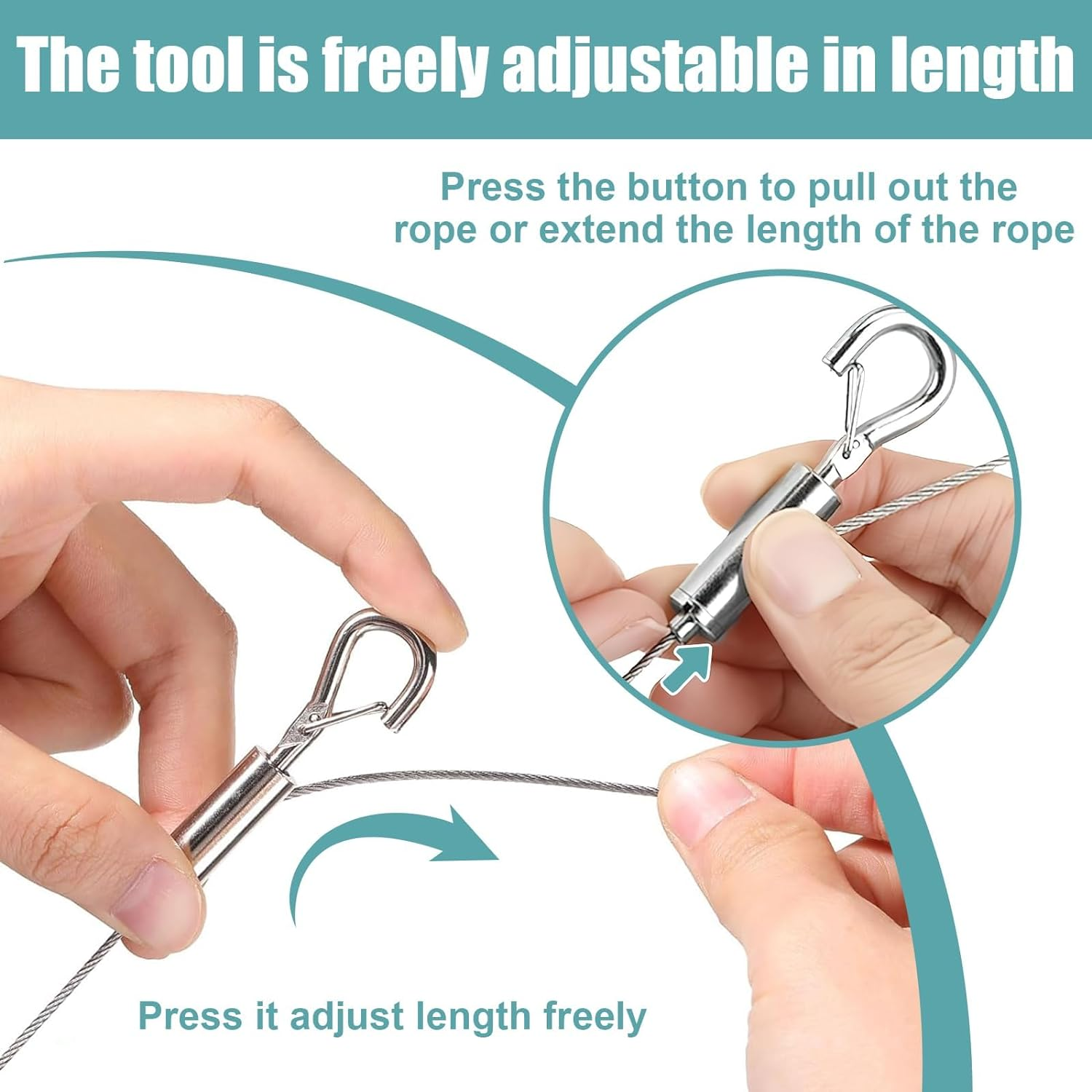 Adjustable Picture Hanging Wire, 2 Pcs Stainless Steel Picture Hanging Wire, Stainless Steel Heavy Duty Hanging Rope for Picture, Mirror Hanging Hardware, Light Lamp, Billboards, Basket image number 6