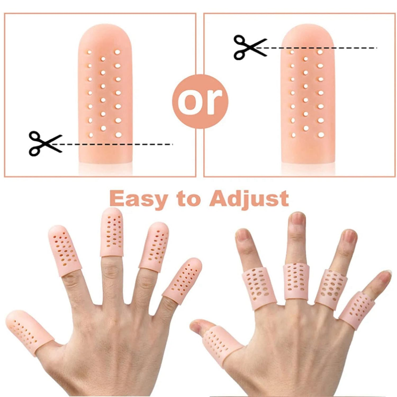 10 Pieces Silicone Finger Protectors, Toe Protector Toe Covers, Finger Caps with Holes for Wound, Breathable Finger Cots Finger Cover Sleeves for Trigger Fingers, Blisters, Corns image number 1