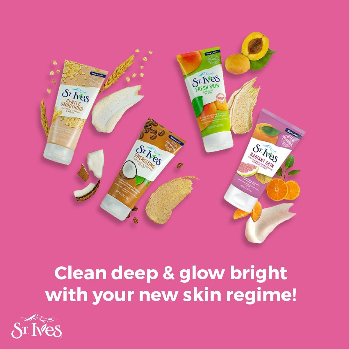 St. Ives Radiant Skin Face Scrub for Dull Skin Pink Lemon and Mandarin Orange Dermatologist-Tested Face Wash Scrub with 100 Percent Natural Exfoliants 6 Oz image number 3