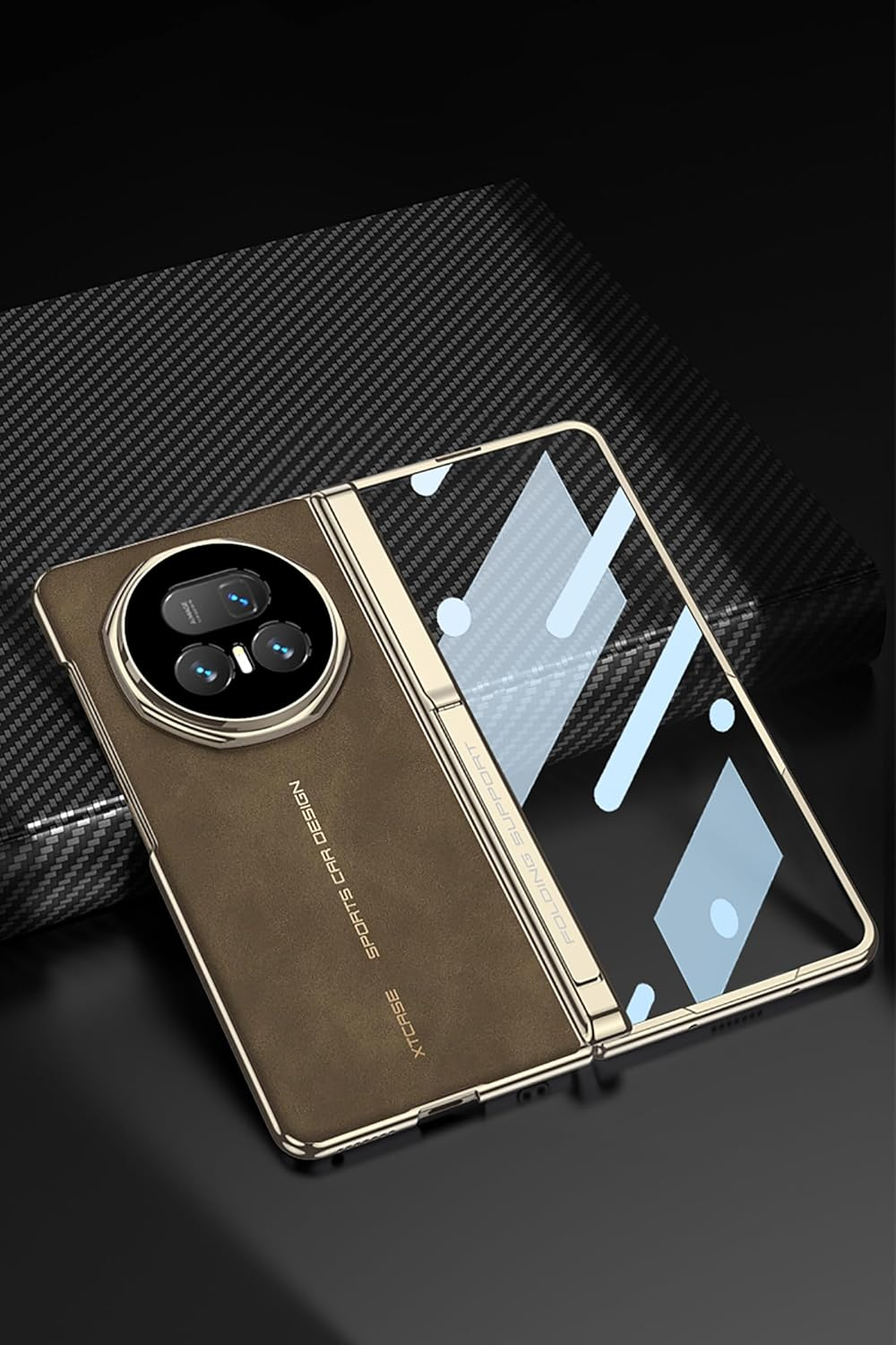 Hauw Case for Honor Magic V5, Slim Fit Shockproof Leather Mobile Phone Case Compatible with Honor Magic V5, Black 1 - Black image number 2