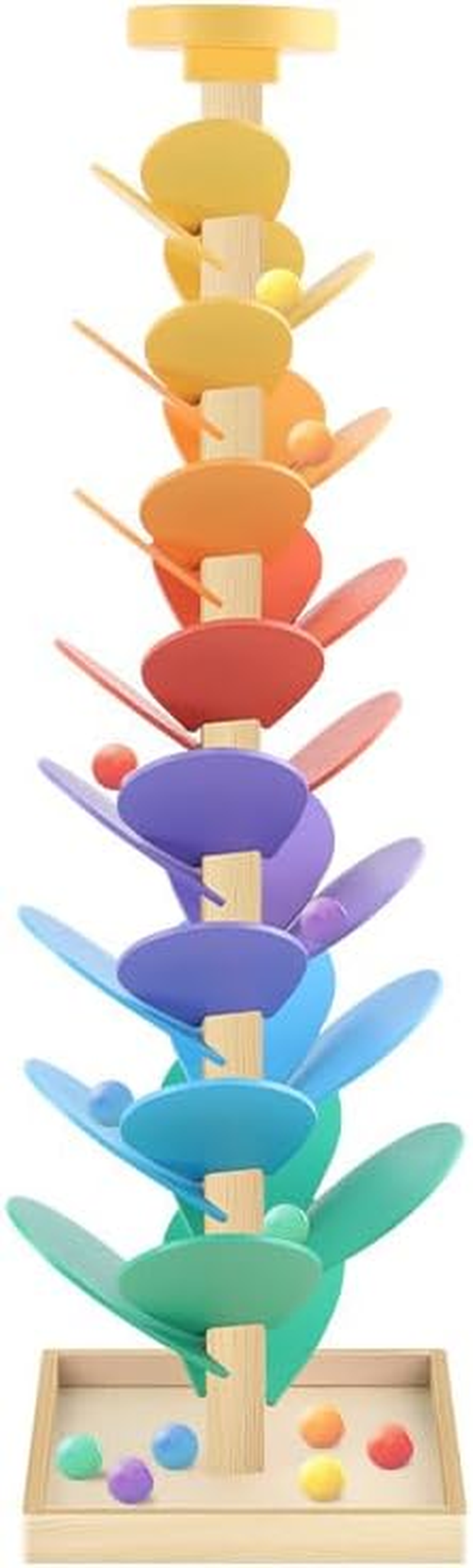 Wood Color Sorting Toys Wooden Marble Run Music Tree Montessori Toys for Kids 3+ Years Old Marble Ball Run Learning Game (Color) image number 3