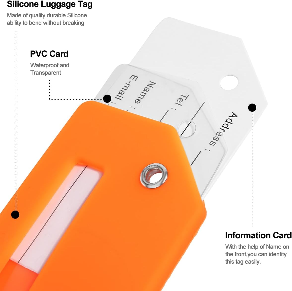 7 Pack Silicone Luggage Tag Baggage Handbag Travel Suitcase Tags Luggage Tags for Suitcases with Name ID Card Perfect to Quickly Spot Luggage Suitcase Travel Accessories by H HOME-MART (Multicolor) - Green image number 6