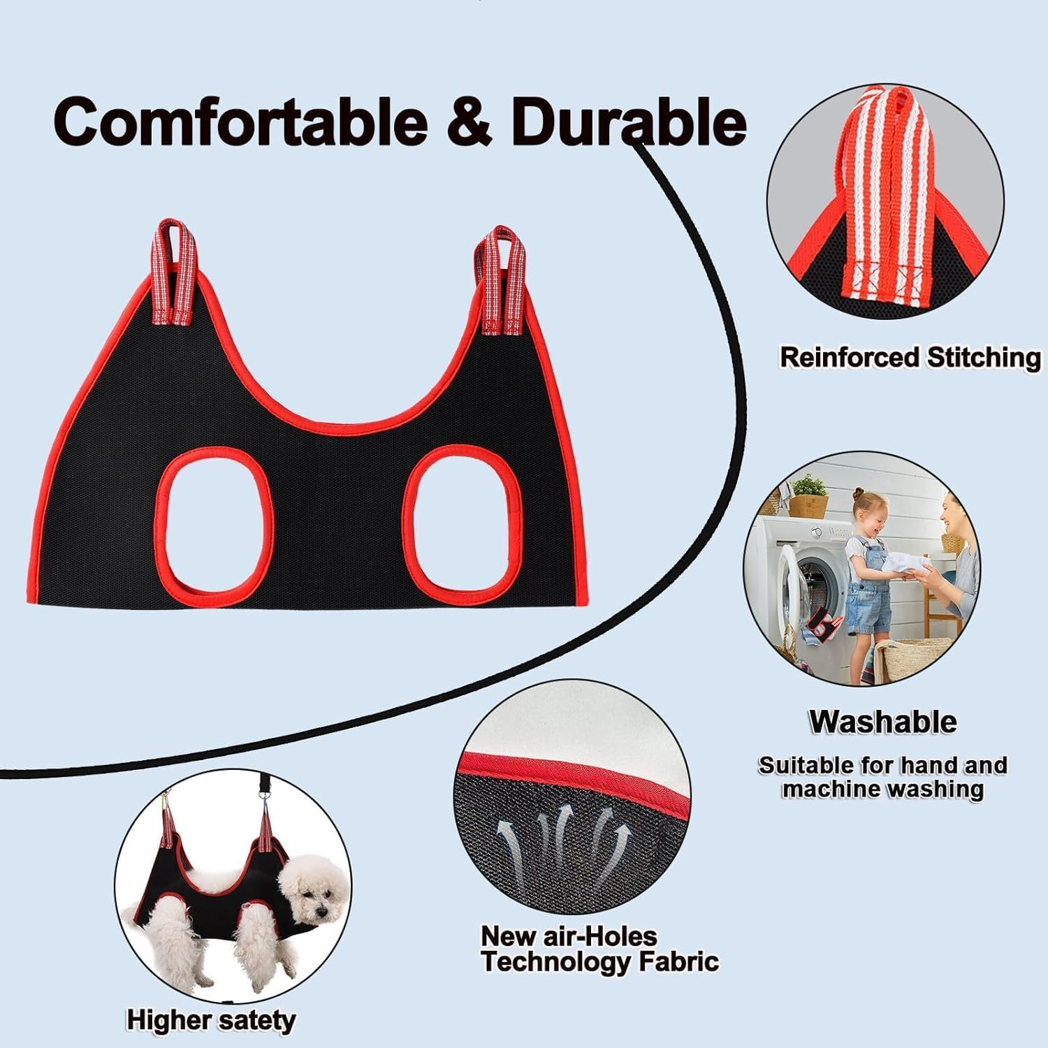 Pet Grooming Aid: Dog and Cat Hammock Restraint Harness, a Helper for Nail Trimming and Ear/Eye Care (S Size, 8.5", Breathable) image number 3