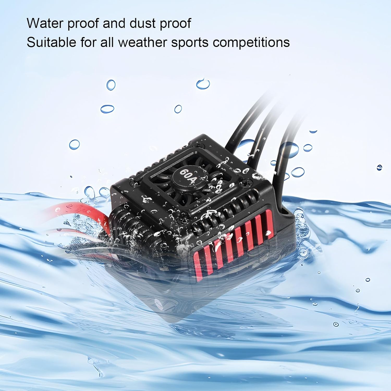 60A Brushless ESC Waterproof Electric Speed Controller, Aluminium Alloyrc Brushless Motor ESC for 1/10 RC off Road, Buggy, for Modification Enthusiasts image number 4