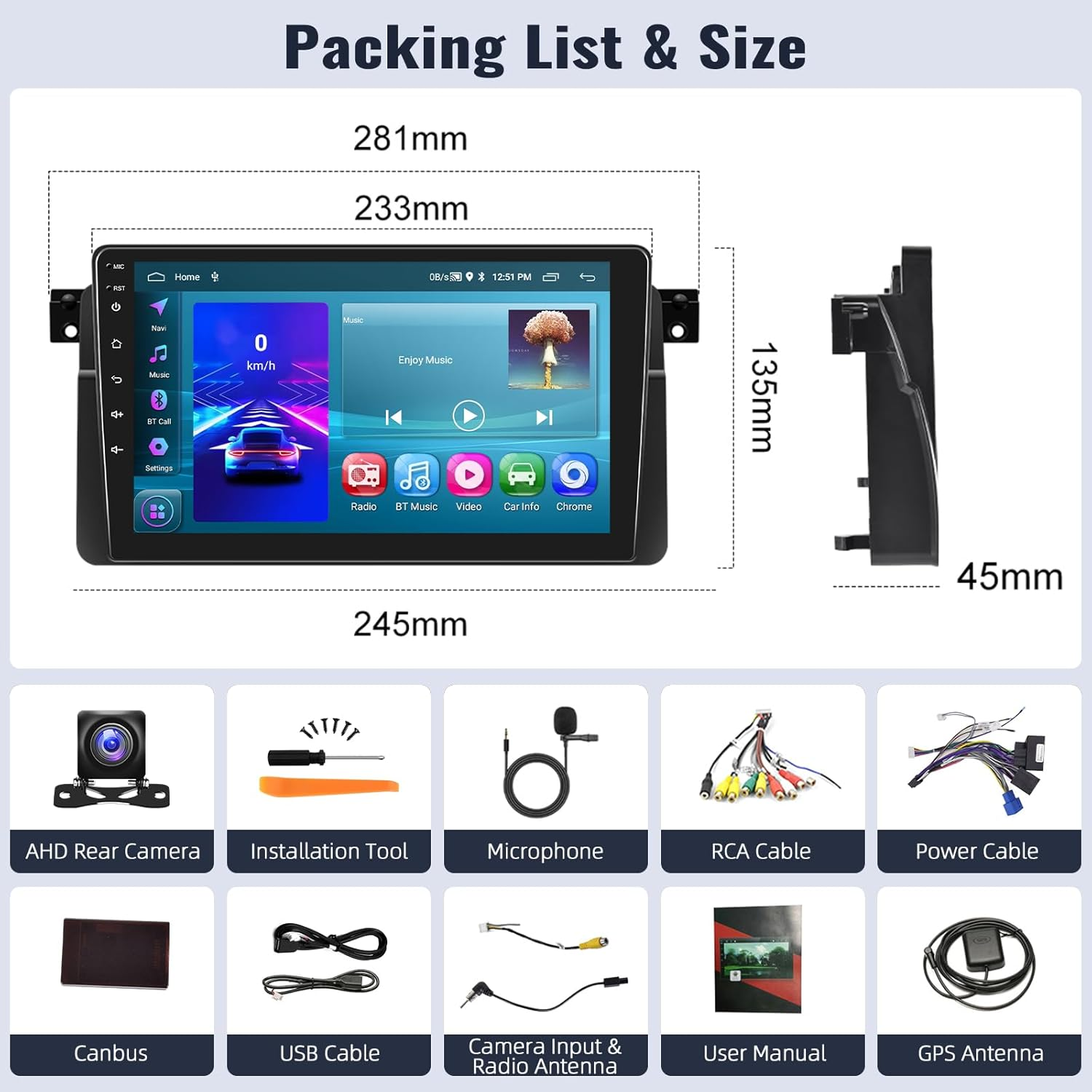 SIXWIN Android Car Stereo for Mazda BT-50 2011-2020 with Wireless Carplay Android Auto Mirror Link 2G+64G 9 Inch Touchscreen Bluetooth GPS Navigation Wifi FM Backup Camera MIC image number 4