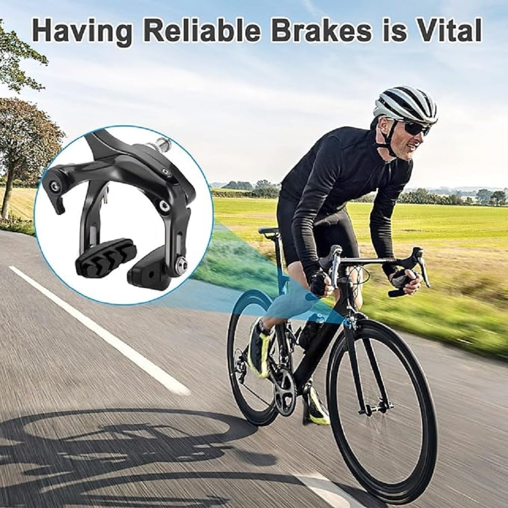 2 Pairs Premium Bike Brake Pads, Professional Caliper Brake Pads for Road Bicycle, Bike Brake Blocks of 50Mm, Road Brake Pads C Shaped Pads for Mountain Bike, Come with Allen Wrench image number 3