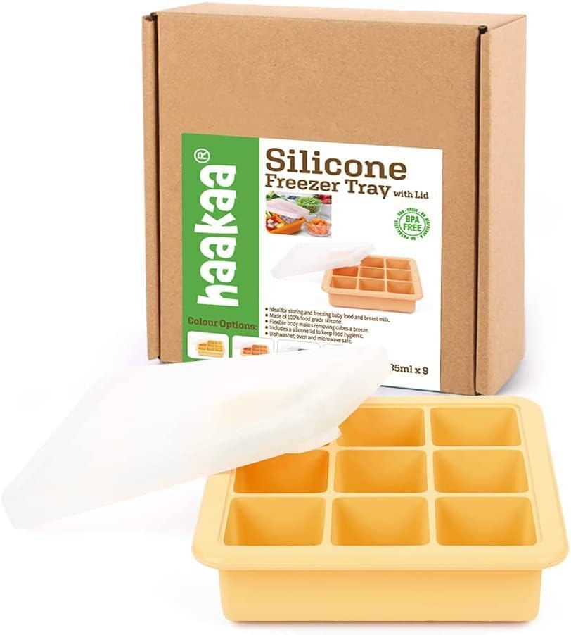 Haakaa Baby Food and Breast Milk Freezer Tray with Lid, 9 X 1.2Oz - Banana