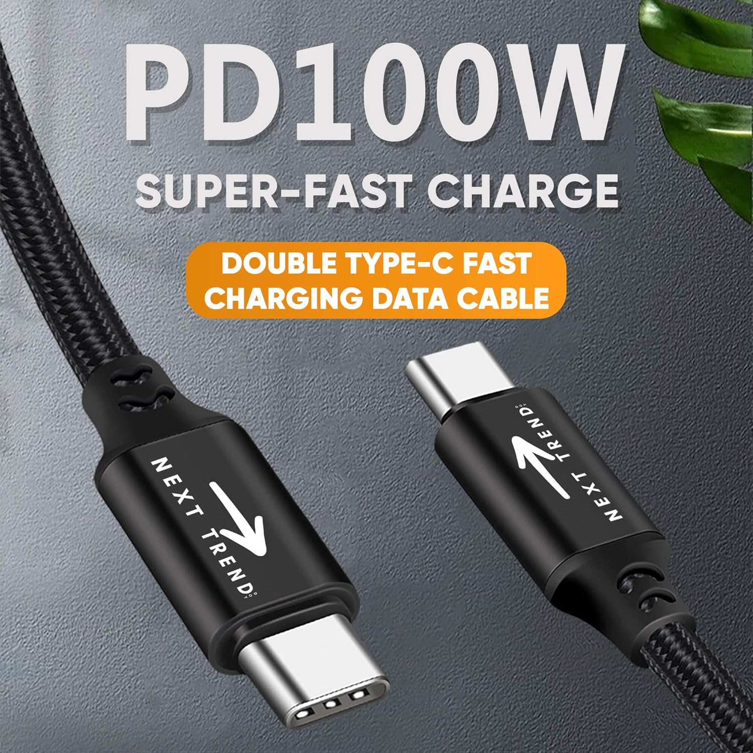 Next Trend Dot USB C to USB C Cable (2-Pack) 1M, 100W/5A Fast Charging, PD, Black image number 5