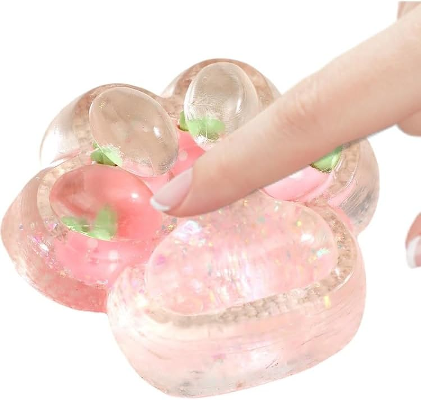 RUOXGZP 2Pcs Cat Paw Squeeze Toys, Silicone Taba Cat Paw Squeeze Fidget Toy, Cute Soft Multicolor Cat Paw Squishys Sensory Toy, Super Soft Squeeze Fidget Toys, for Stress Relief Kids and Adults image number 2