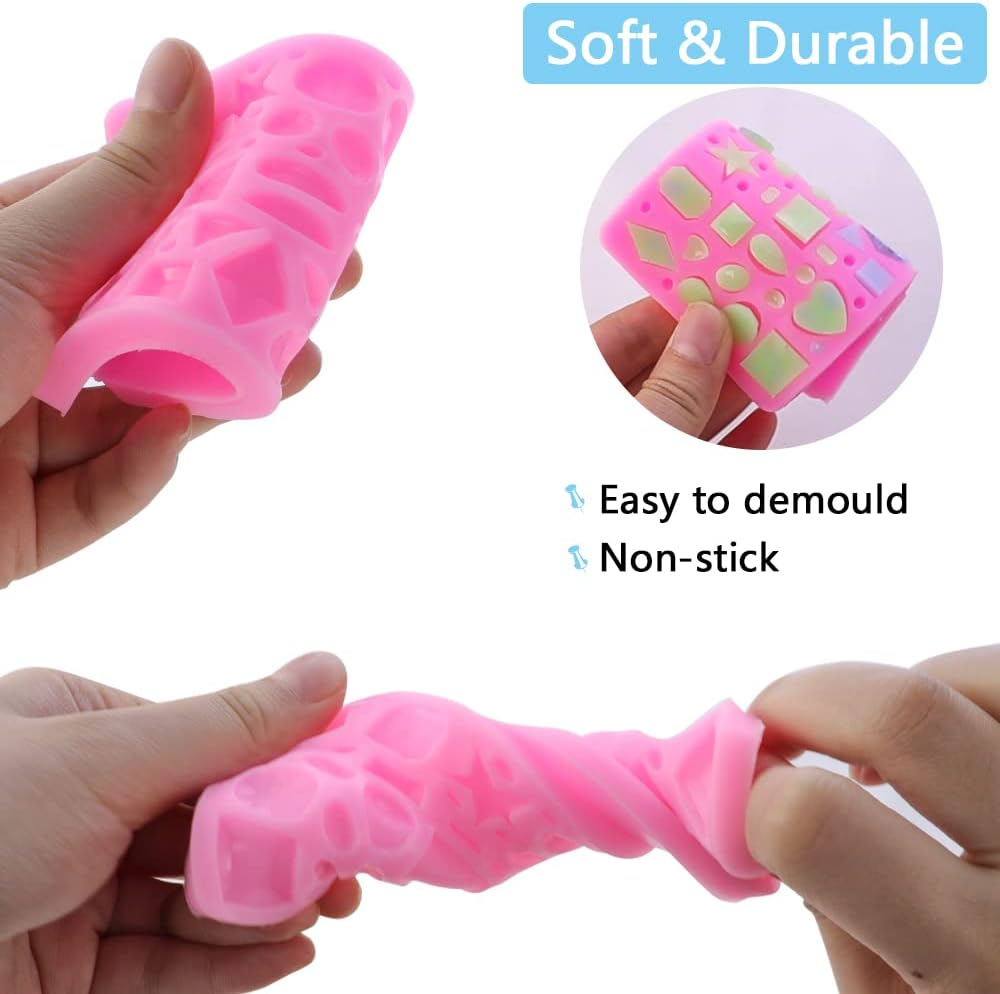 2-Piece Silicone Gummy Candy Molds - Gems, Heart, Star Shapes for Chocolate, Fondant, Resin & Cake