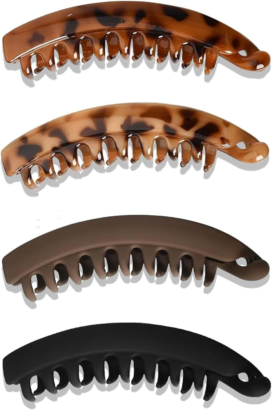 Xlihdzum 4Pcs Banana Clip Clincher Comb Hair Grips - Tortoiseshell Ponytail Holder Combs for Women & Girls, Strong Hold Hair Clips for Thick & Long Hair (Versatile Styling, Comfortable Wear) image number 4