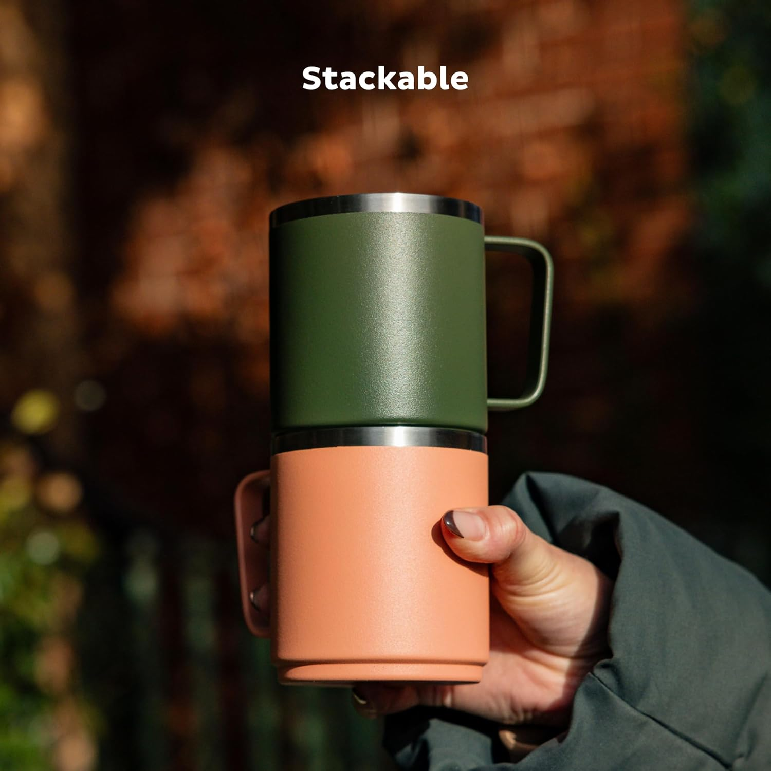 Keepcup Camp Mug, Reusable Stackable Insulated Stainless Steel with Splashproof Lid - 12Oz (340Ml) - Pine - Black image number 4