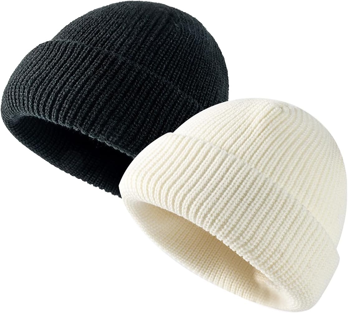 Sakaguro 2 Packs Beanie Hats for Men Women Warm Winter Hats Outdoor Warm Hat