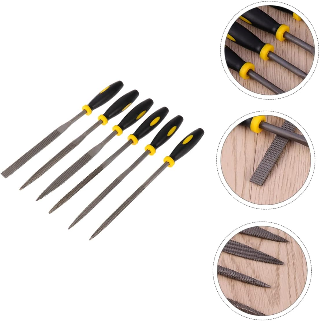 SHINEOFI 6Pcs Wood Rasp File Set Comfortable Handles Mini File for Woodworking Farriers Rasp Cutting Tool image number 6