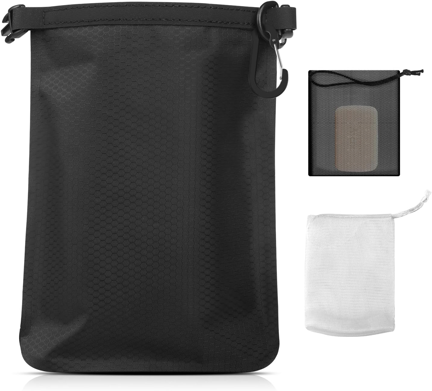 Travel Soap Bag, Waterproof Leak Proof Travel Portable Quick Drying Soap Bag with Lathering Mesh Bag & Carabiner for Travel, Camping, Hiking, Outdoor image number 2