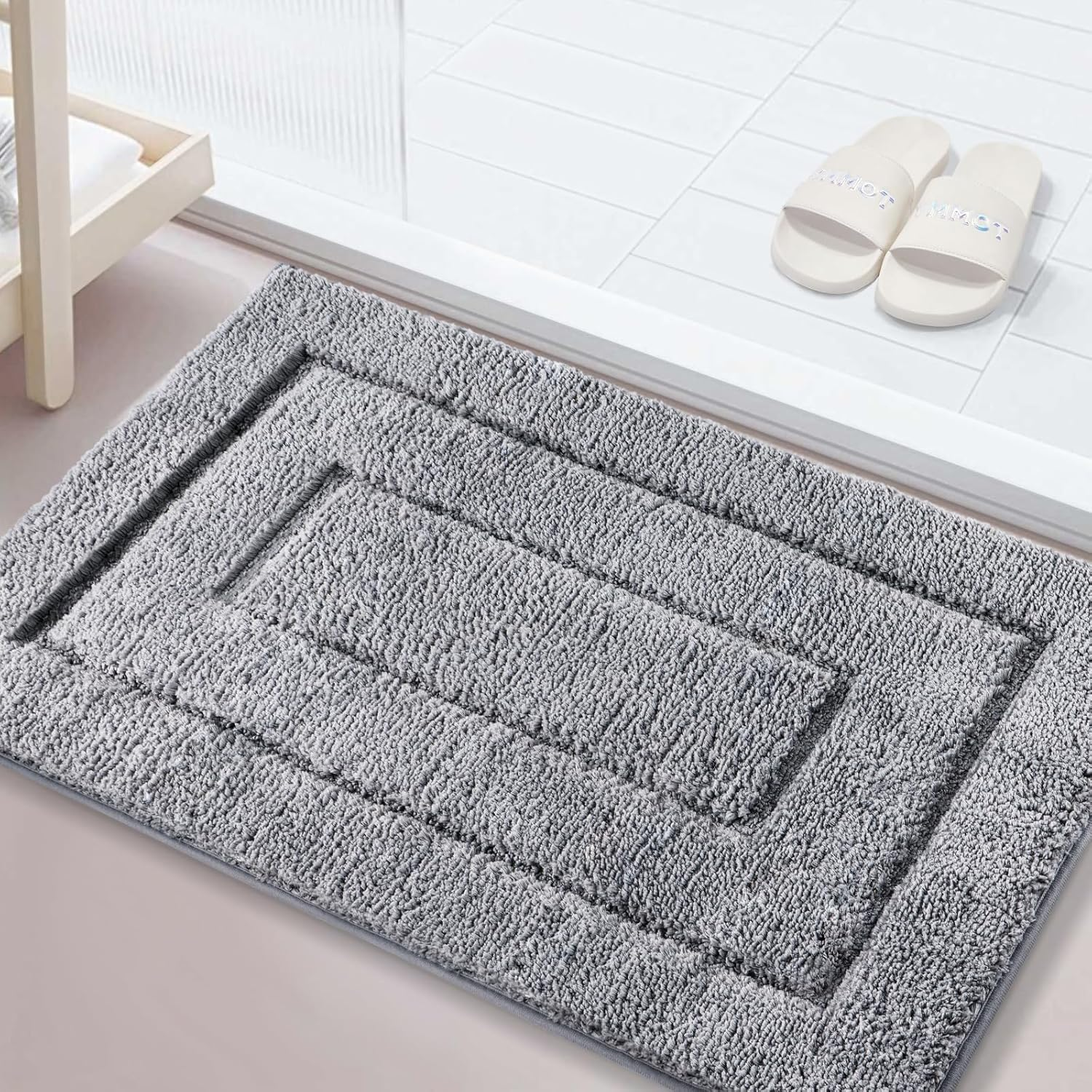 DUNSOO Bathroom Rug, Bath Mat, Floor Mat, Non-Slip, Washable, Soft Bath Mat, Water-Absorbent, Microfibre Bath Mat for Shower, Bath and Toilet - Grey, 40 X 60 Cm image number 6