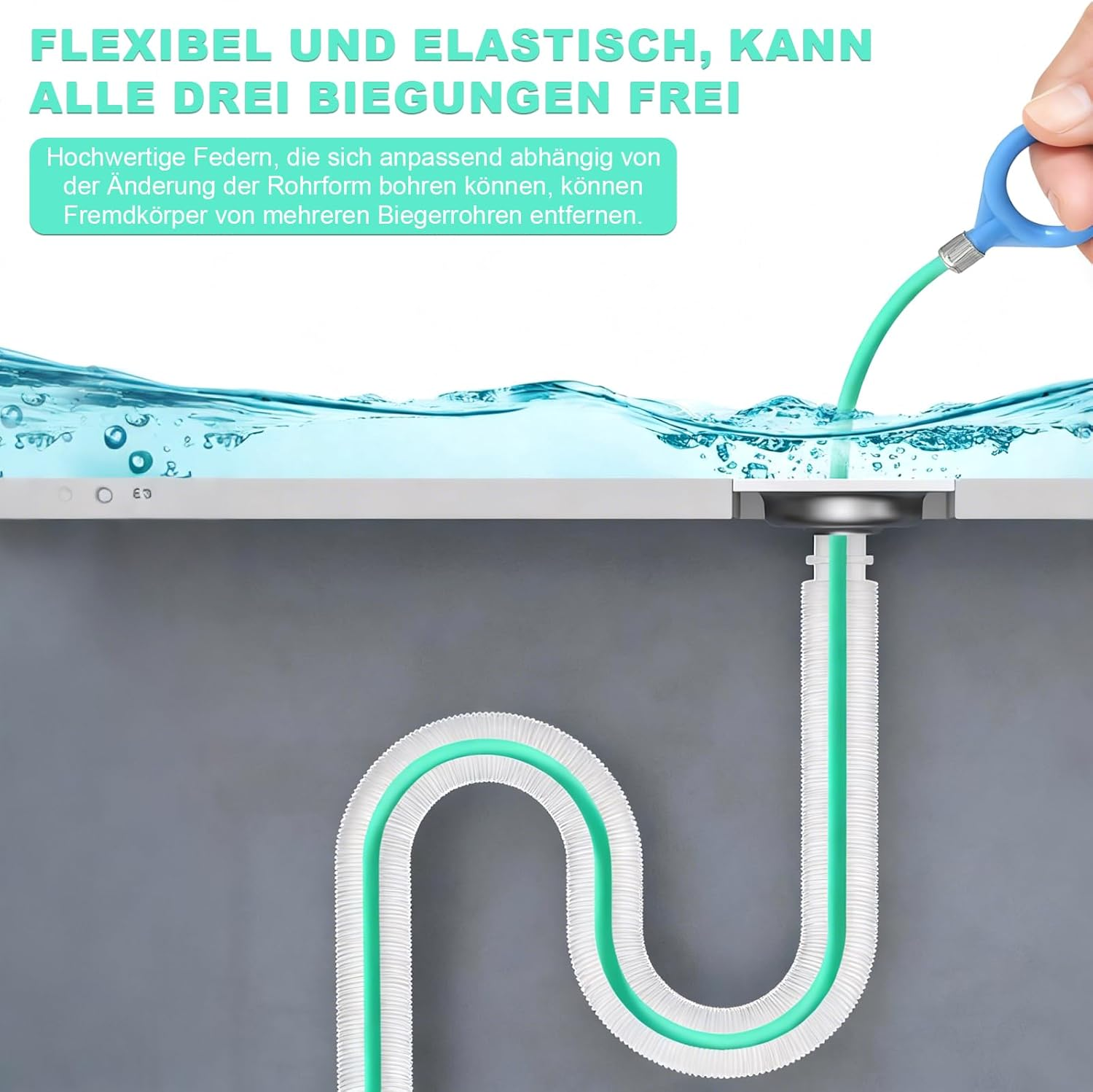 Pack of 5 Drain Cleaner Spiral, Unbreakable Stainless Steel Drain Cleaner Sticks, Flexible Pipe Cleaning Brush, Pipe Brush for Bathroom, Plug-In Hole, Kitchen, Drain Cleaner and Hair Catcher For image number 1