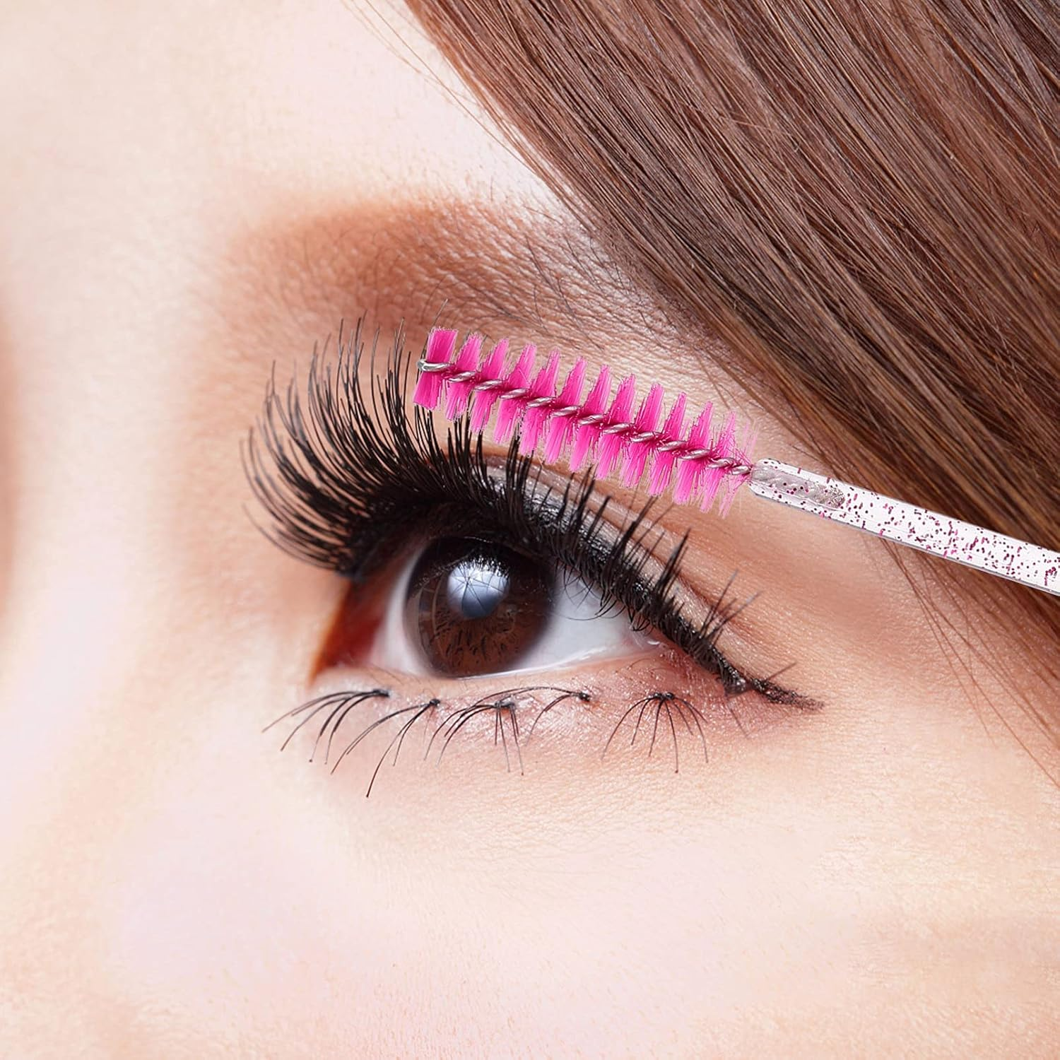 4Pcs Tube Mascara Brush Lash Brow Comb Mini Mascara Makeup Makeup Gadgets DIY Lash Wand Tubes Eye Extension Tool Empty Bottle Rosy Acrylic - Blue image number 4