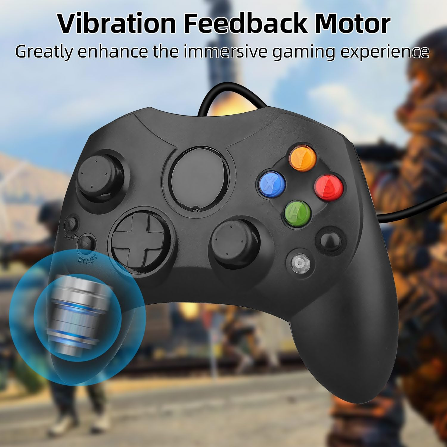 OSTENT Wired Controller Gamepad S Type 2 a for Microsoft Old Generation Xbox Console Video Game - Black image number 4