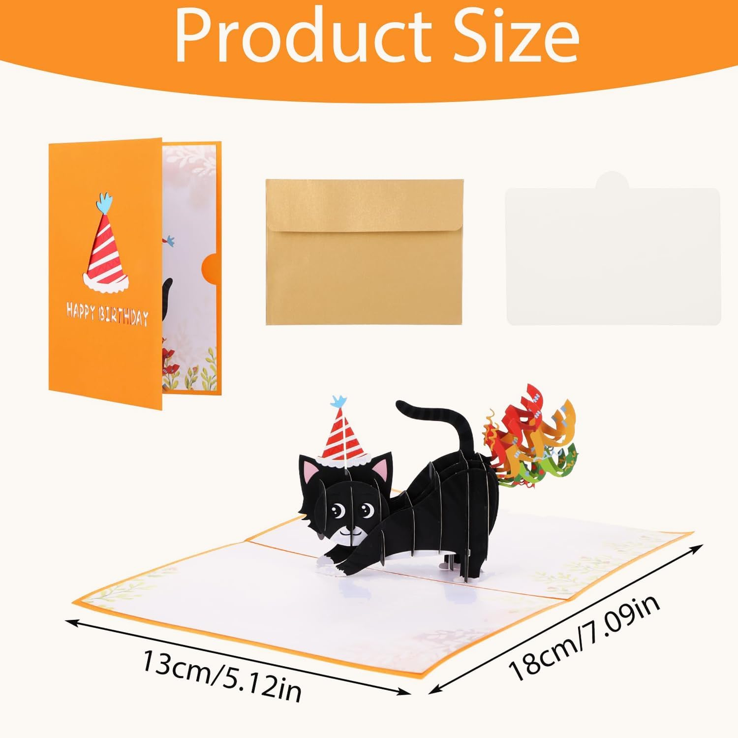 Happy Birthday Card, Cat Pop up Funny 3D Greeting Cards with Envelopes for Adults and Kids, Gifts for Cat Mom, Dad Bday, Friends image number 6