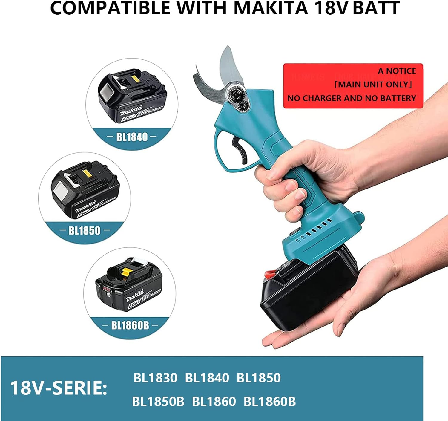 Electric Pruning Shears Power Pruner Battery Operated Clippers Cordless Electric Scissors for Makita 18V Battery Cutting Diameter 30 Mm Lightweight and Portable (Main Unit Only) image number 6