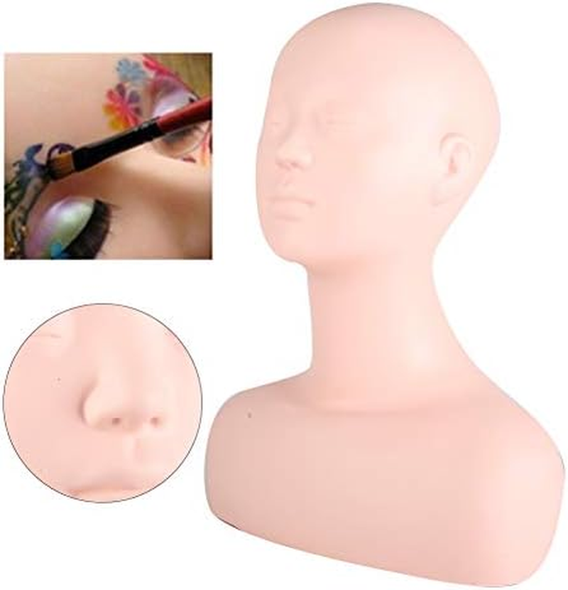 Mannequin Head, 21.3In PVC Manikin Head Mannequins with Shoulder Life Size Multi Function Soft Mannequin Head Model for Makeup, Hairdressers, Massage Practice, Eyelash Extensions image number 5