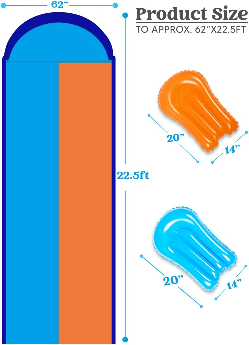 Sloosh 22.5FT Double Water Slides, Heavy Duty Lawn Slip and Slide with Sprinkler and 2 Inflatable Boards Backyard Yard Lawn Summer Outdoor Water Toy for Kids Adults image number 2