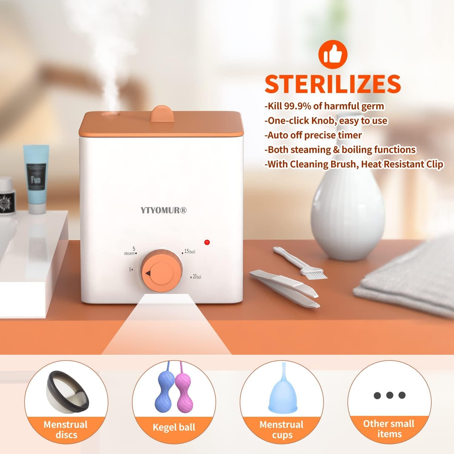 Menstrual Disc with Sterilizer- Menstual Cup Sterilizer Steamer with 2 Soft & Reusable Period Disc, Menstrual Cups Period Cup Kit image number 6