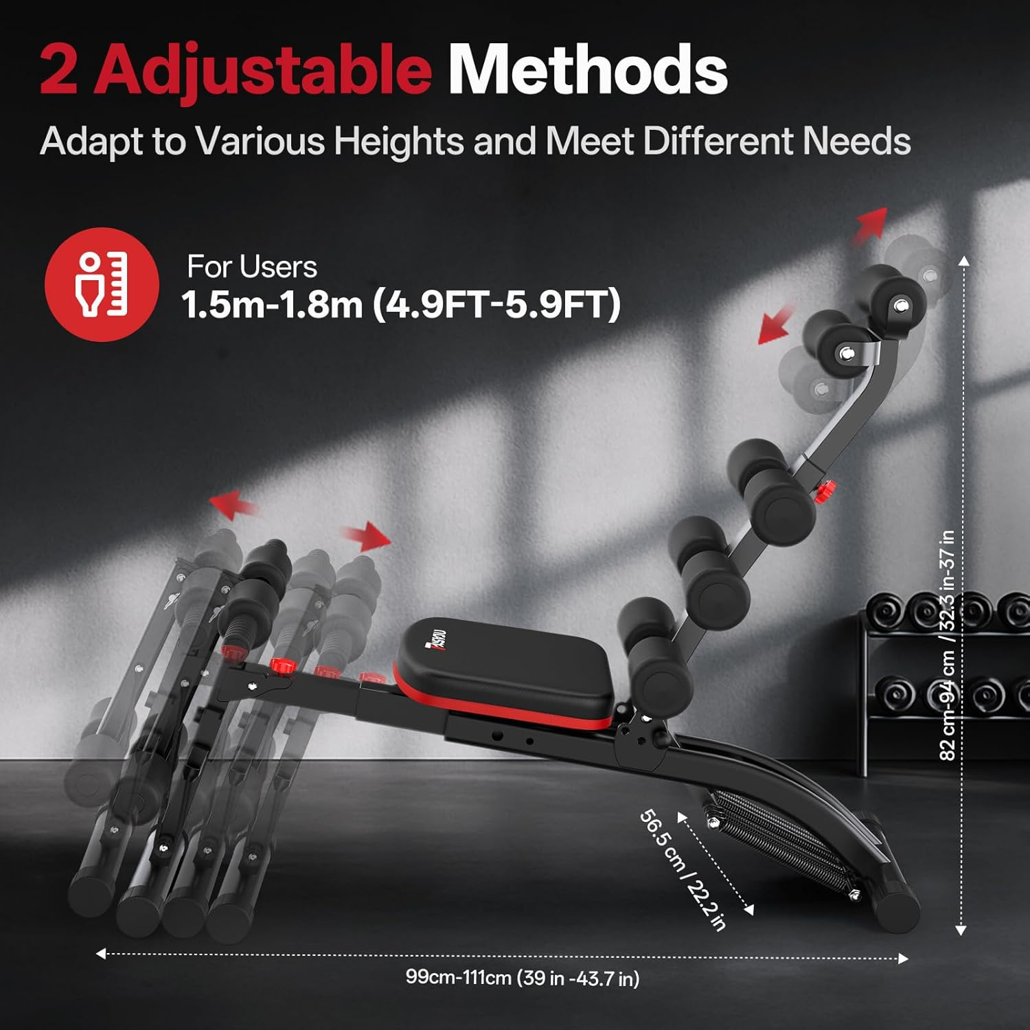 PASYOU Ab Machine Sit up Exercise Equipment with Resistant Bands,Foldable Multi-Functional Adjustable Abdominal Trainer,135Kg Weight Capacity Bench for Home Gym,Full Body Exercise Chair image number 6