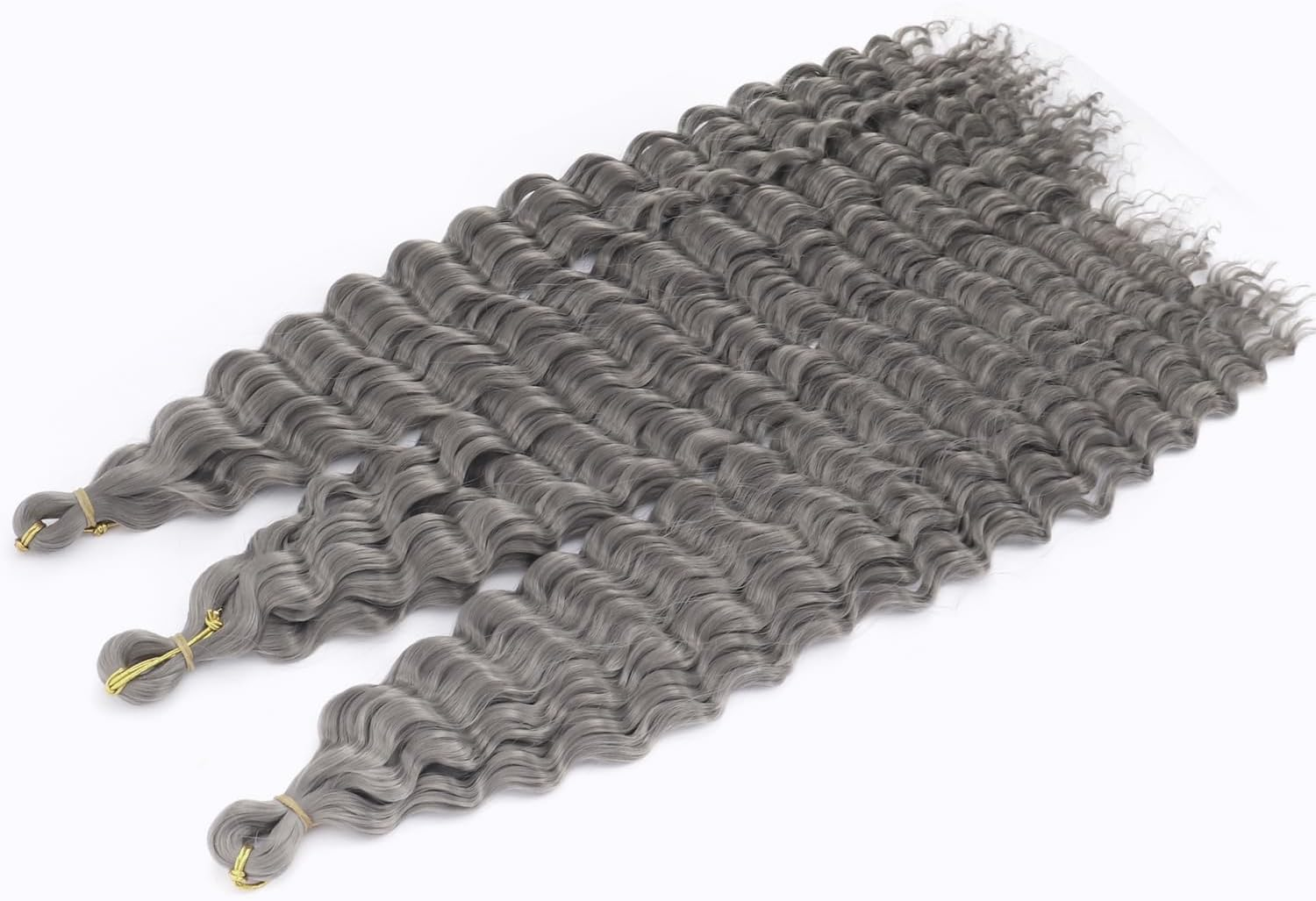 YEESHEDO 3 Packs Ocean Wave Crochet Hair Extensions for Women,Long Deep Wavy Gray Silver Curly Synthetic Hair Boho Braids Locs Crochet Hair,22Inch image number 6