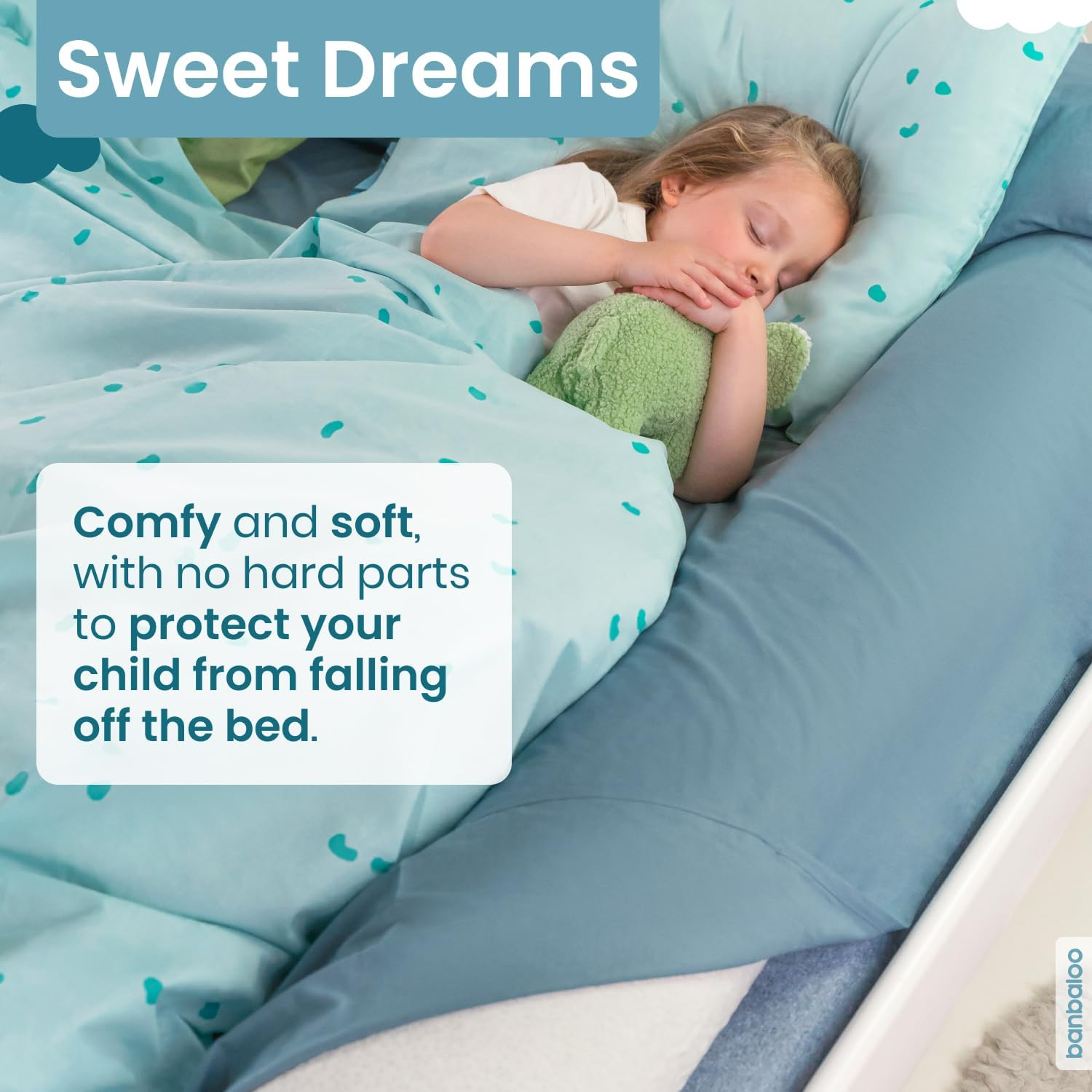 BANBALOO - Pack of 2 - Safety Barrier for Cots - Non-Slip Foam Railing for Travel for Double Beds 150 Cm 180 Cm Nest, Teepee and Montessori image number 5