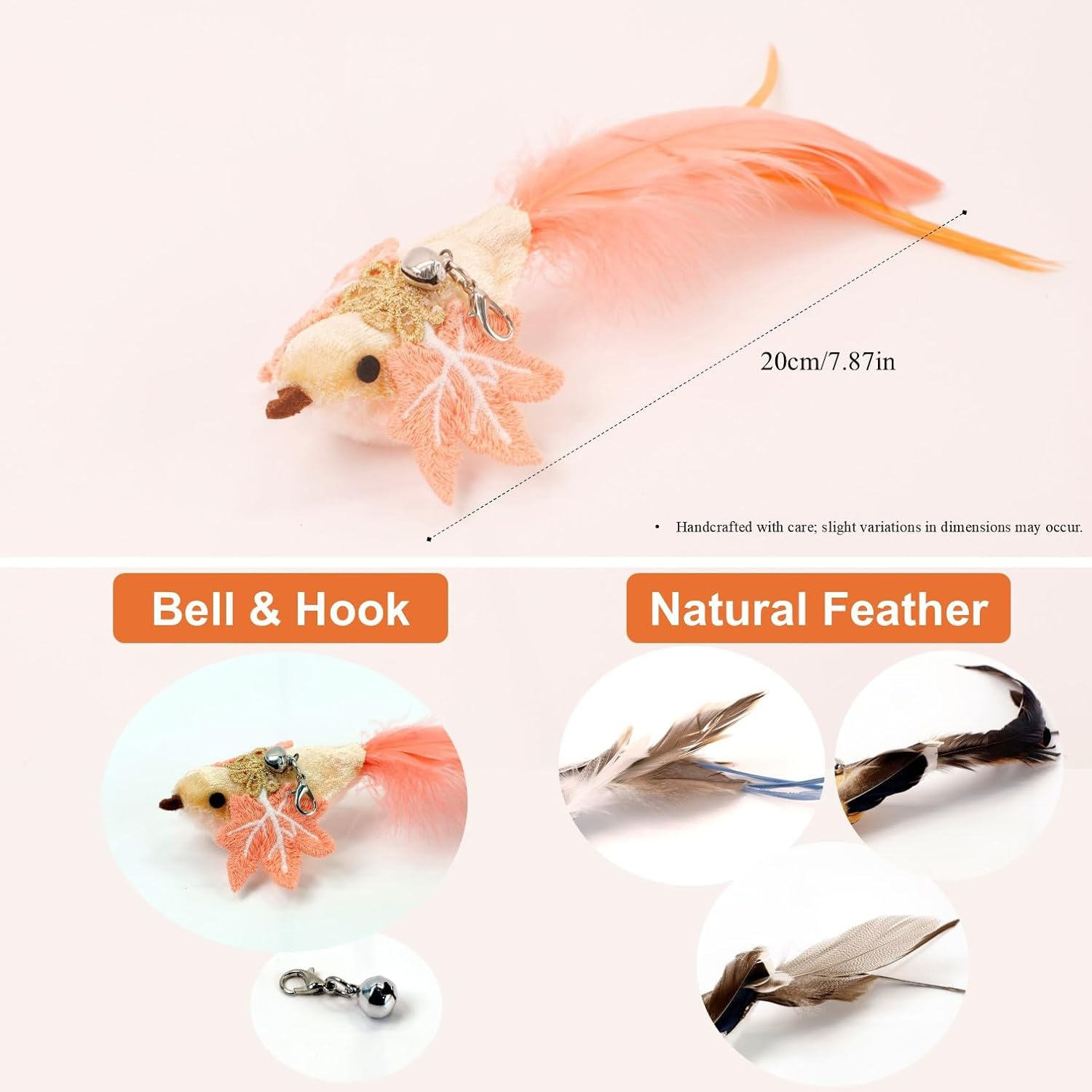 ZAYLUMO 11-Piece Realistic Bird Cat Toy Set &ndash; Handcrafted Feather Toys for Interactive Play, Ideal for Cat Wands & Home D&eacute;cor image number 1