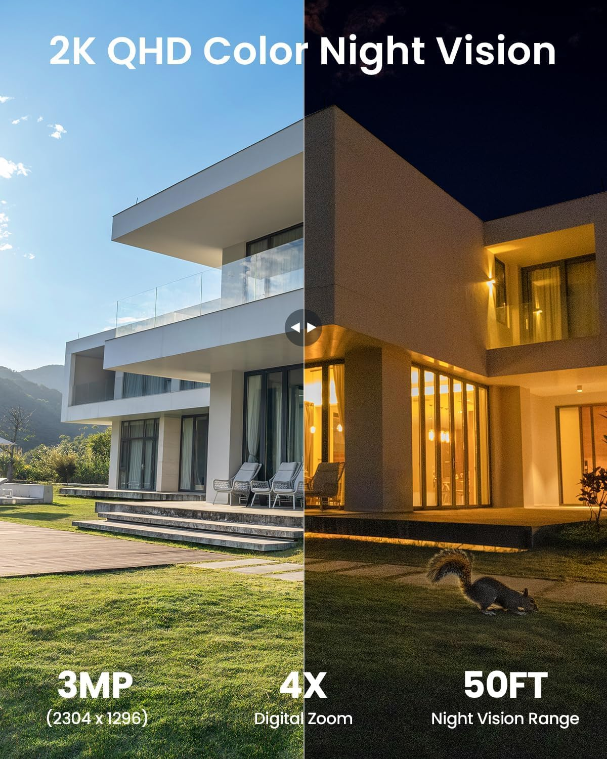 Iegeek 2K Solar Security Camera Outdoor Wireless with Embedded Solar Panel, Battery CCTV Camera Systems, Outdoor Camera Home Wifi Security Camera, Color Night Vision, Motion Detection,Siren Floodlight image number 6