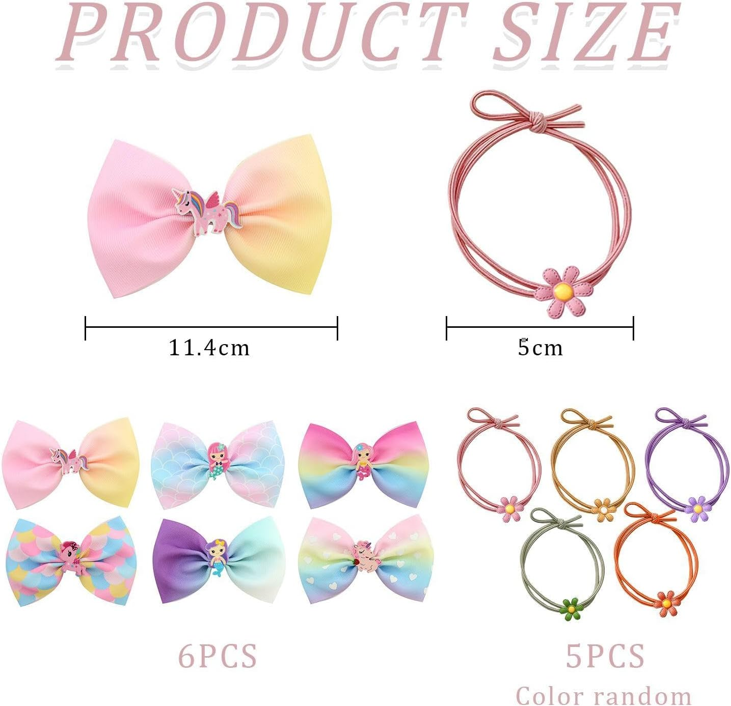 Pack of 6 Bughair Clips and 5 Pieces Daisy Hair Rings, Cute Hair Accessories, Girls Hairstyle Accessories, Hairstyle Decorations.