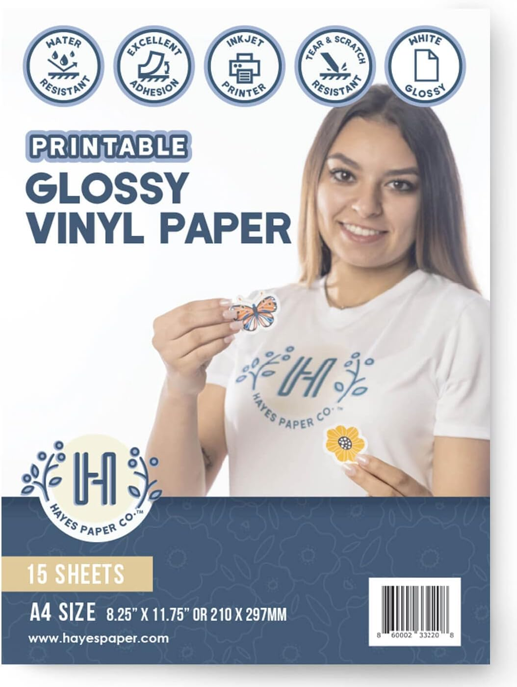 Printable Vinyl Paper by Hayes Paper Co. Print Your Own Stickers and Labels -Matte White - A4 Size - 15 Sheets image number 5